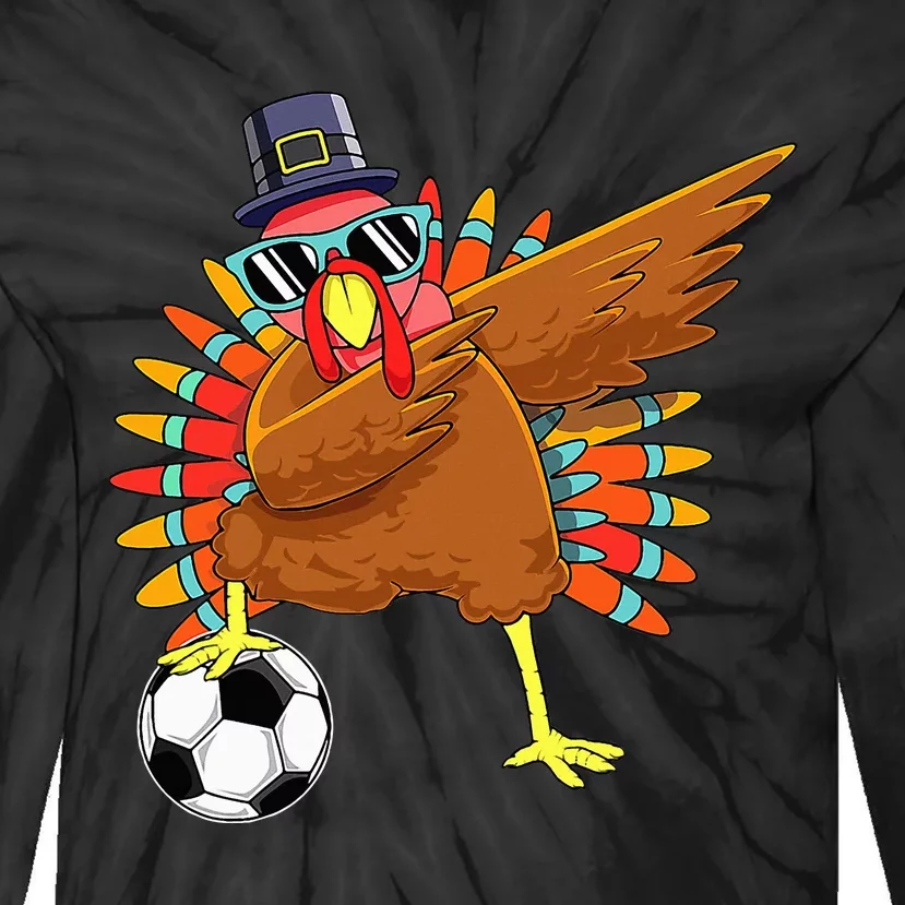 Thanksgiving Turkey Dab Cute and Funny Soccer Tie-Dye Long Sleeve Shirt