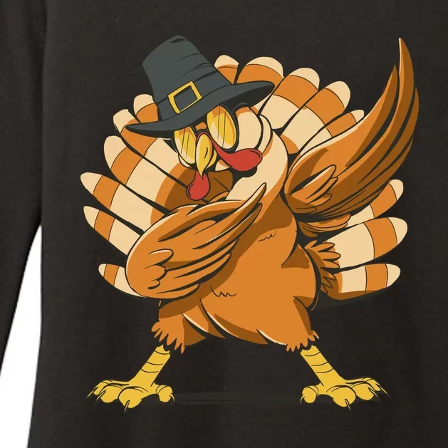 Thanksgiving Turkey Dabbing Funny Womens CVC Long Sleeve Shirt