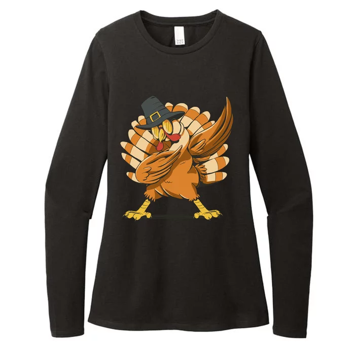 Thanksgiving Turkey Dabbing Funny Womens CVC Long Sleeve Shirt