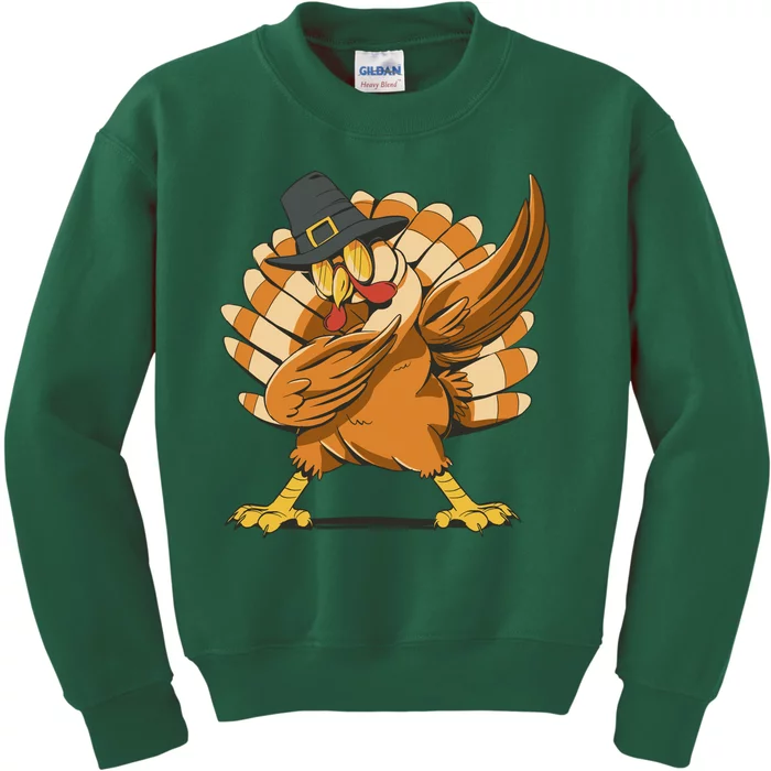 Thanksgiving Turkey Dabbing Funny Kids Sweatshirt