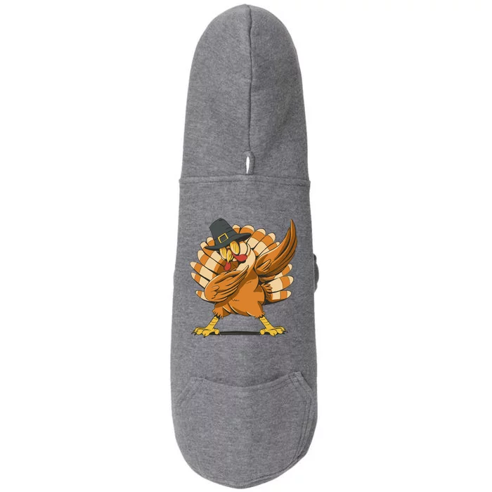 Thanksgiving Turkey Dabbing Funny Doggie 3-End Fleece Hoodie