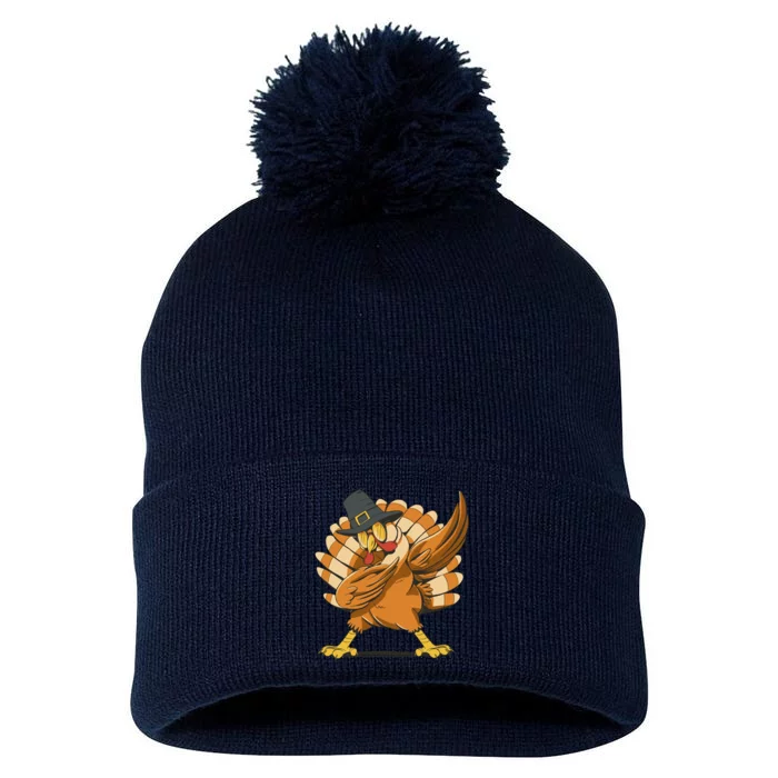 Thanksgiving Turkey Dabbing Funny Pom Pom 12in Knit Beanie