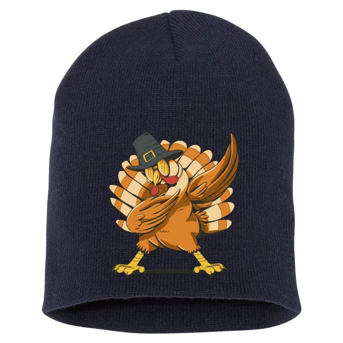 Thanksgiving Turkey Dabbing Funny Short Acrylic Beanie