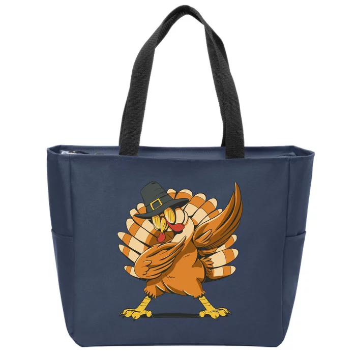 Thanksgiving Turkey Dabbing Funny Zip Tote Bag