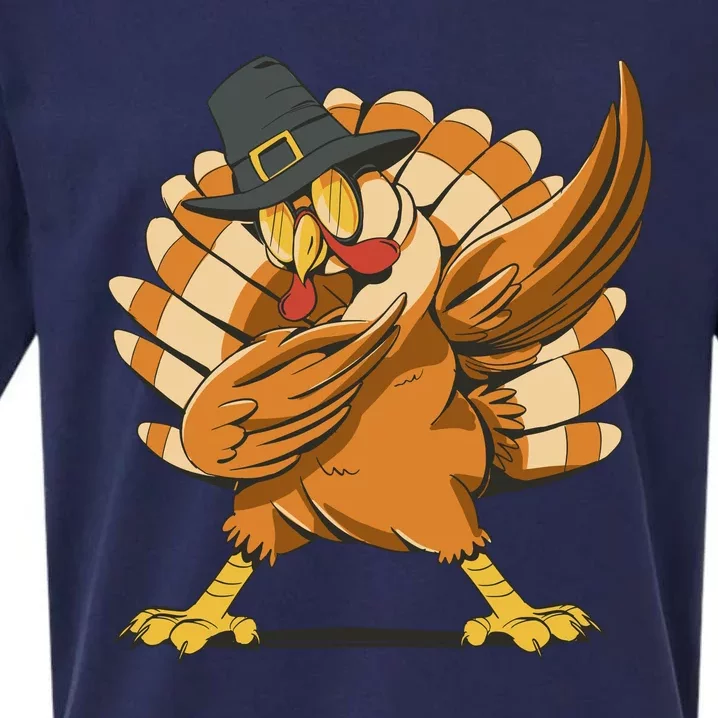 Thanksgiving Turkey Dabbing Funny Sueded Cloud Jersey T-Shirt