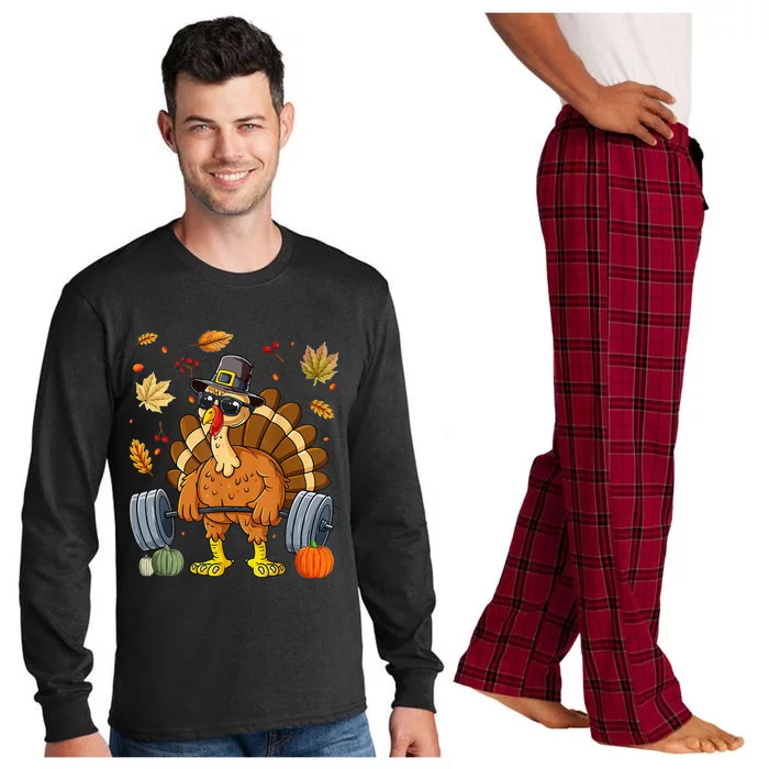 Thanksgiving Turkey Deadlift Boost Your Fitness Long Sleeve Pajama Set