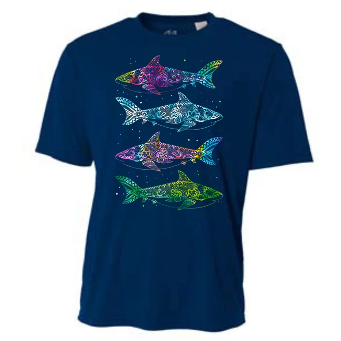 Tattoo Tie Dye Sharks Cooling Performance Crew T-Shirt