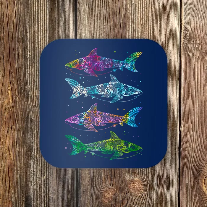 Tattoo Tie Dye Sharks Coaster