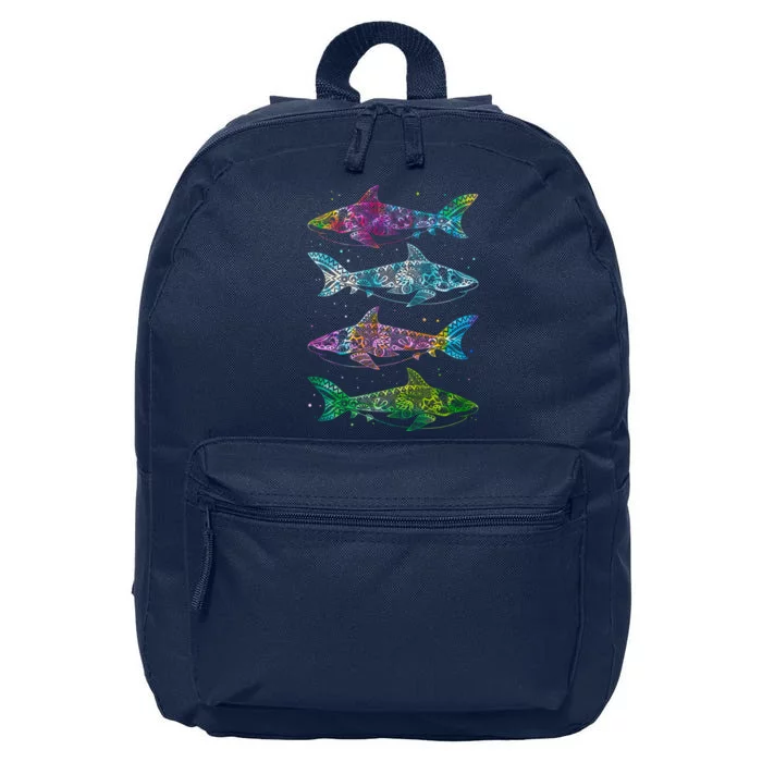 Tattoo Tie Dye Sharks 16 in Basic Backpack