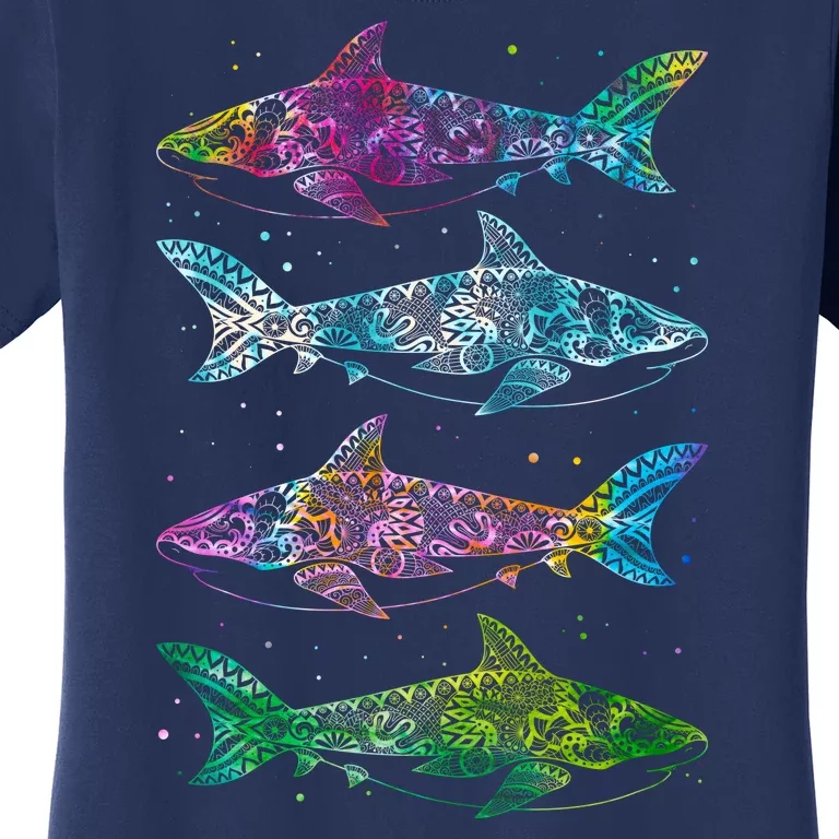 Tattoo Tie Dye Sharks Women's T-Shirt