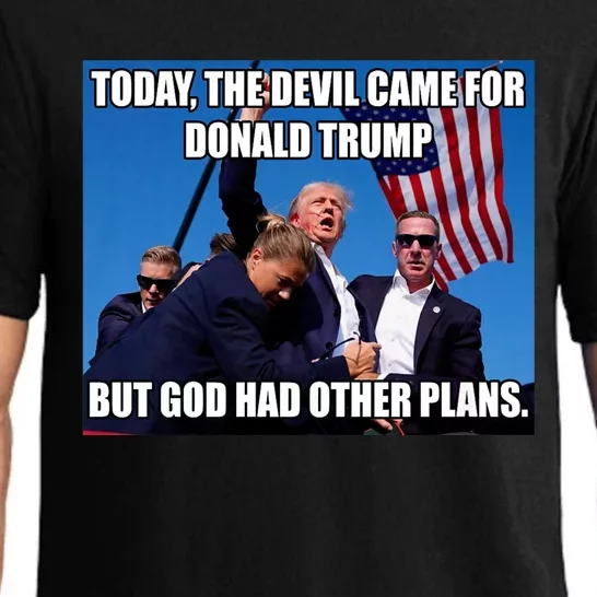 Today The Devil Came For Trump But God Had Other Plans Trump Shot Fist Rally Pajama Set