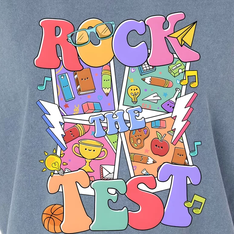 Teacher Test Day Rock The Test Garment-Dyed Women's Muscle Tee