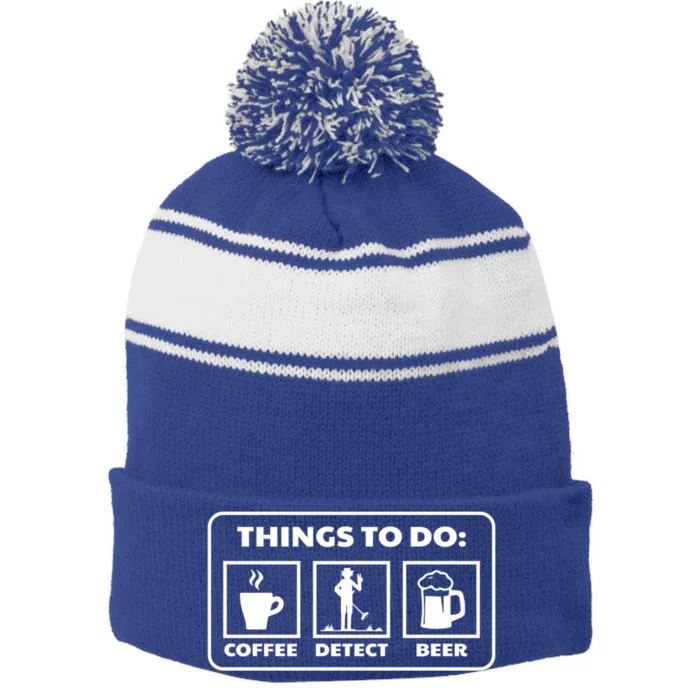 Things To Do Coffee Detect Beer Treasure Hunter Detector Great Gift Stripe Pom Pom Beanie