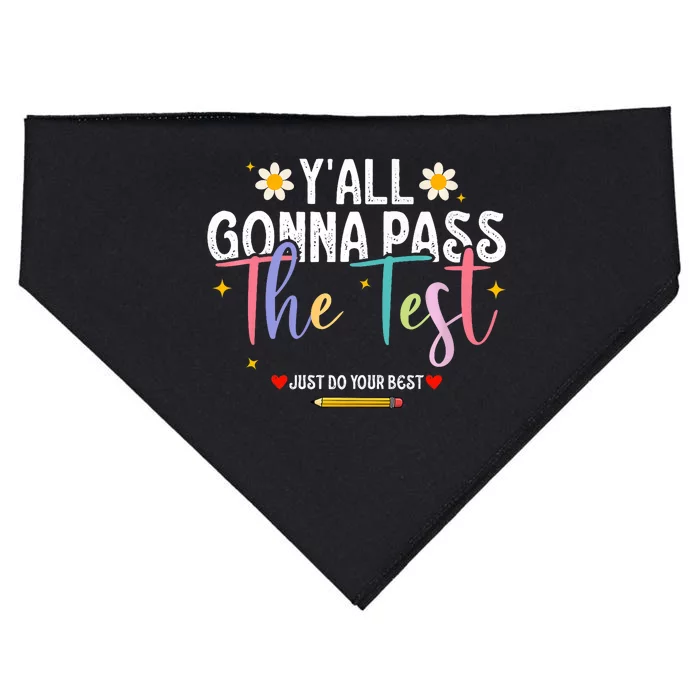 Teacher Test Day YAll Gonna Pass The Test Testing Teaching USA-Made Doggie Bandana