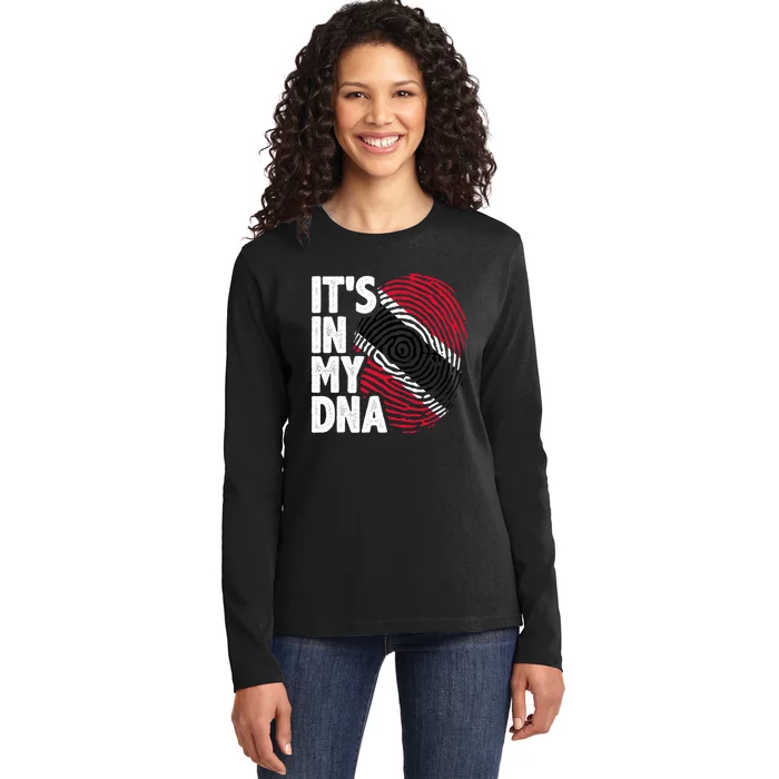 Trinidadian Tobagonian Dna Trinidad And Tobago Flag Ladies Long Sleeve Shirt