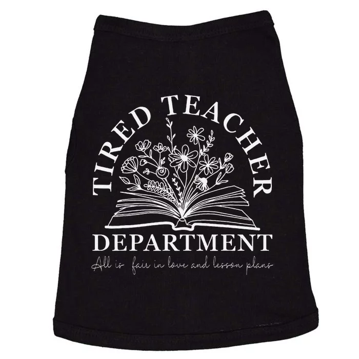 Tired Teacher Department Funny Back To School Teacher Doggie Tank