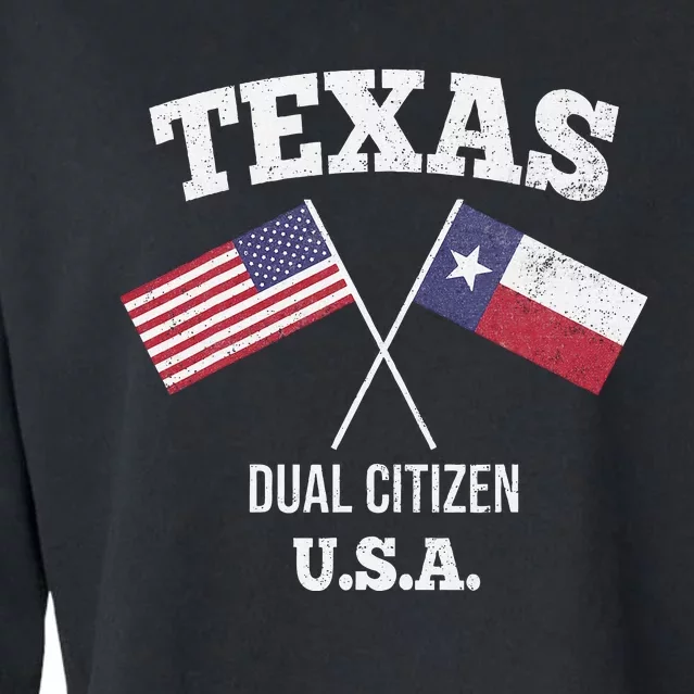 True Texan Dual Citizen Love Texas And America Cropped Pullover Crew