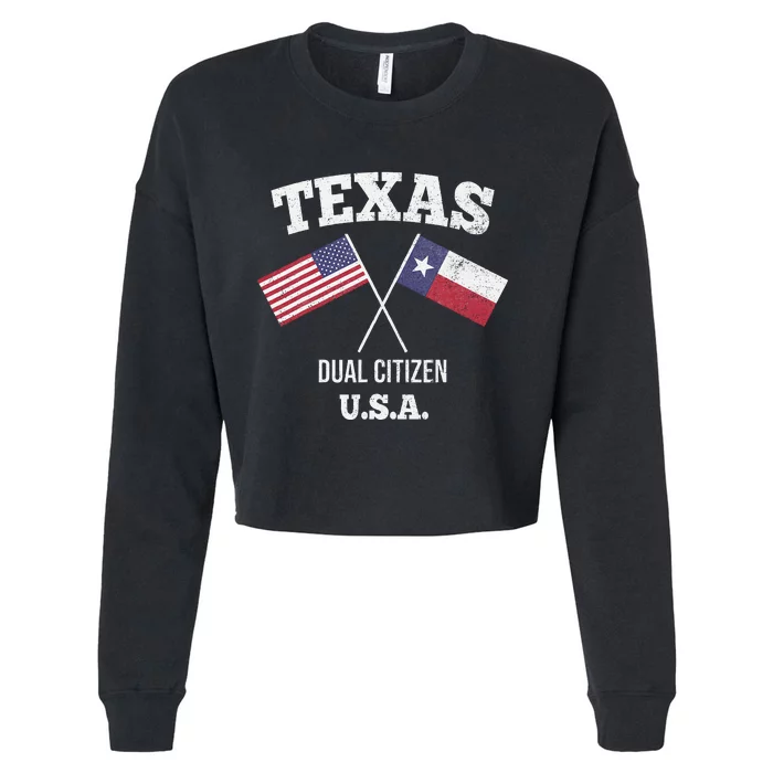 True Texan Dual Citizen Love Texas And America Cropped Pullover Crew