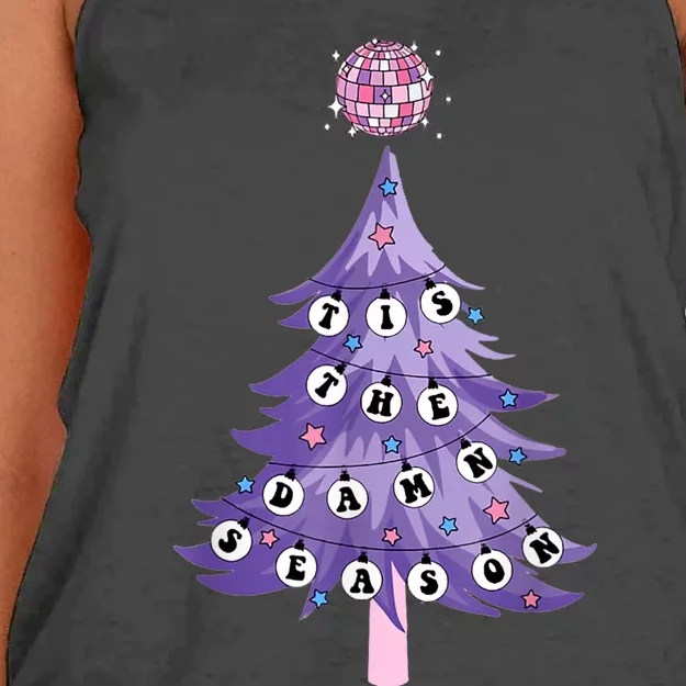 Tis The Damn Season Xmas Christmas Funny Concert Women's Knotted Racerback Tank