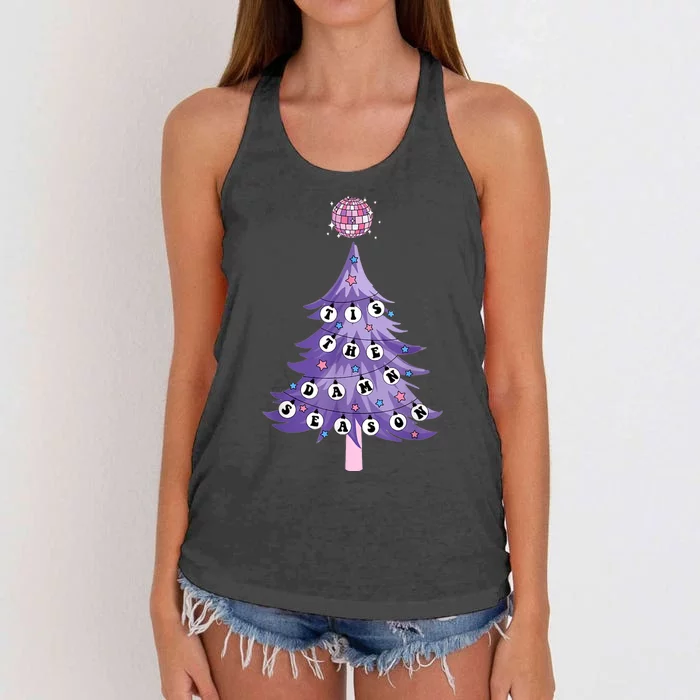 Tis The Damn Season Xmas Christmas Funny Concert Women's Knotted Racerback Tank