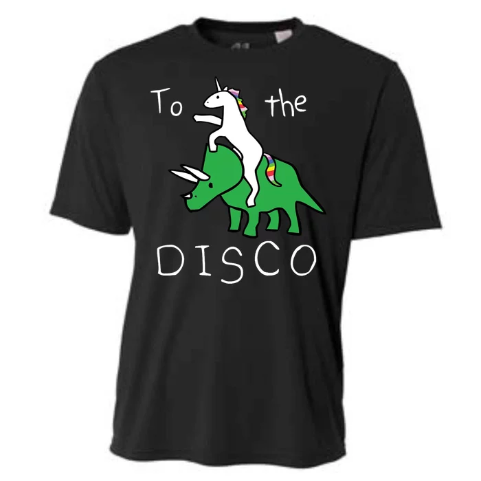 To The Disco 80s Party Unicorn Dino Disco Cooling Performance Crew T-Shirt