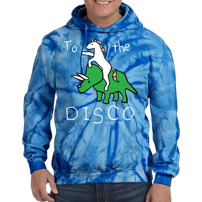 To The Disco 80s Party Unicorn Dino Disco Tie Dye Hoodie