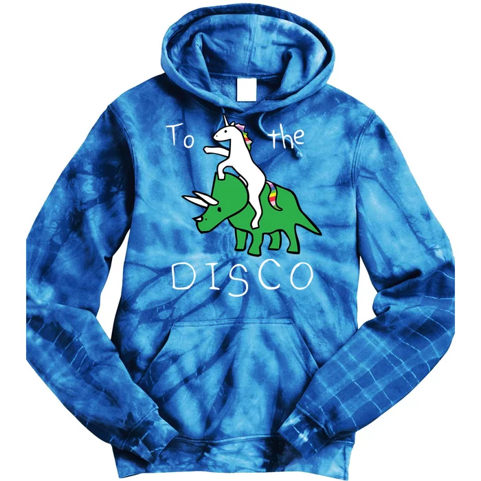 To The Disco 80s Party Unicorn Dino Disco Tie Dye Hoodie