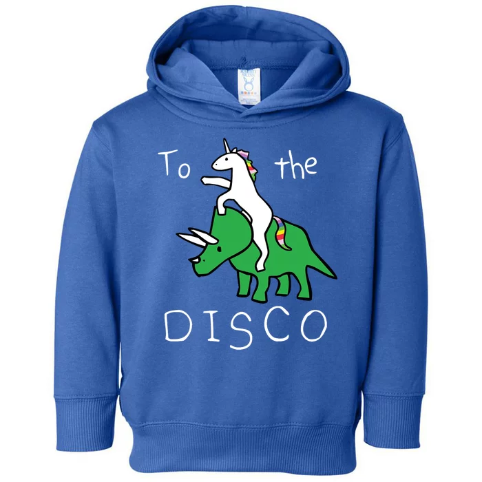 To The Disco 80s Party Unicorn Dino Disco Toddler Hoodie