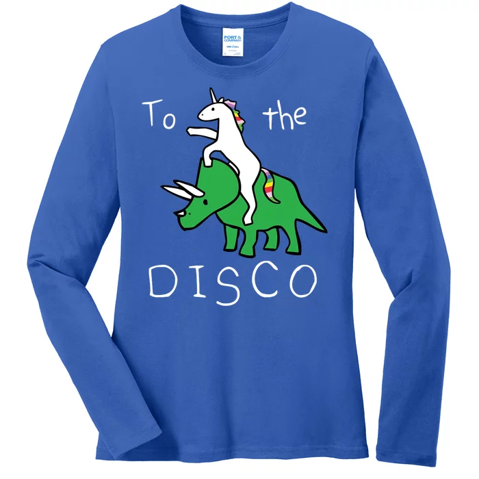 To The Disco 80s Party Unicorn Dino Disco Ladies Long Sleeve Shirt