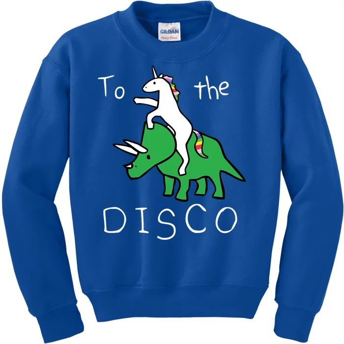 To The Disco 80s Party Unicorn Dino Disco Kids Sweatshirt