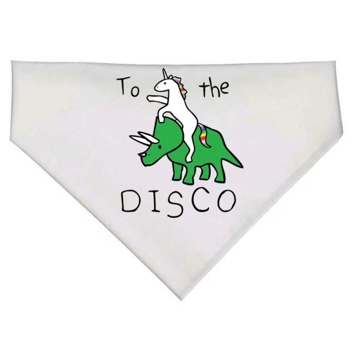 To The Disco 80s Party Unicorn Dino Disco USA-Made Doggie Bandana