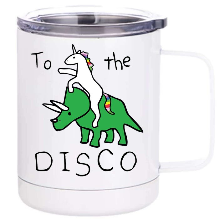 To The Disco 80s Party Unicorn Dino Disco Front & Back 12oz Stainless Steel Tumbler Cup