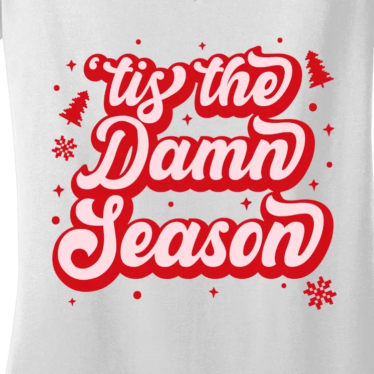 Tis The Damn Season Evermore Christmas Taylor Lover Xmas Women's V-Neck T-Shirt