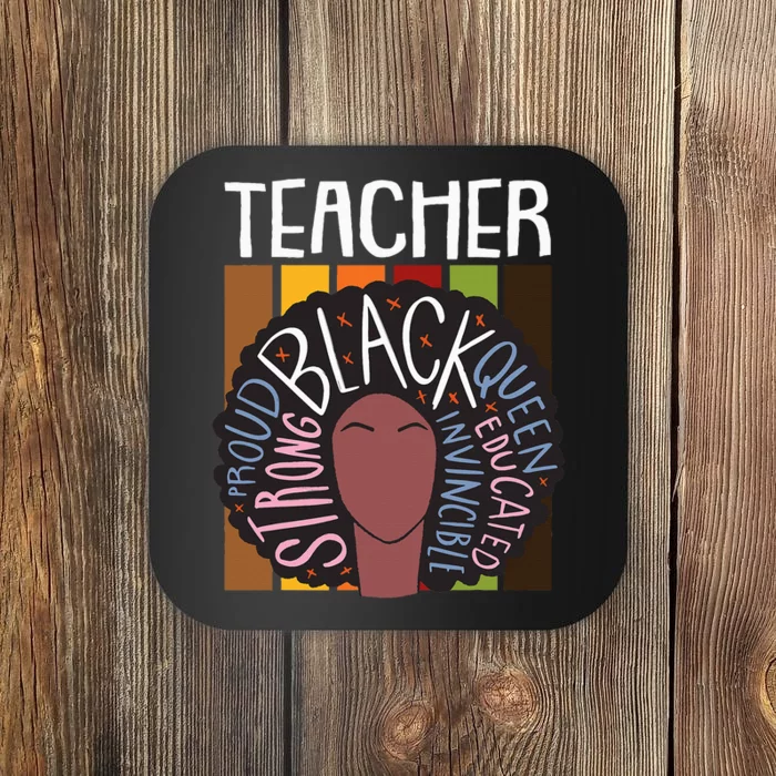 Teacher Thanksgiving Day Retro Afro Queen Black History Coaster