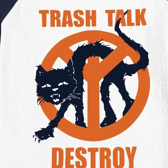 Trash Talk Destroy Black Cat Baseball Sleeve Shirt