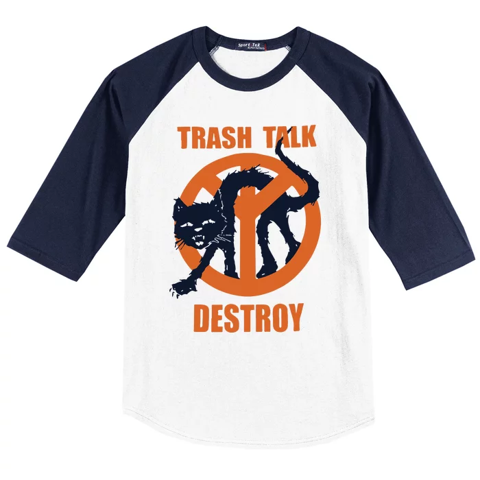 Trash Talk Destroy Black Cat Baseball Sleeve Shirt