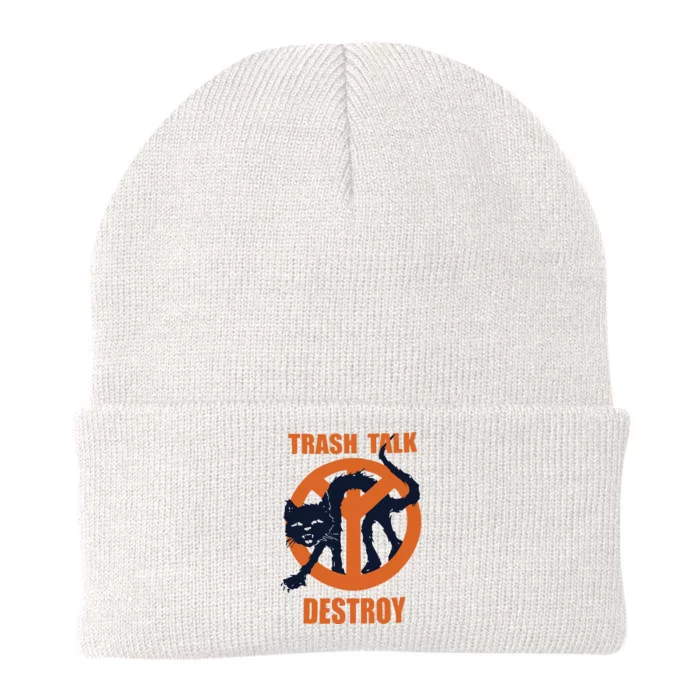 Trash Talk Destroy Black Cat Knit Cap Winter Beanie