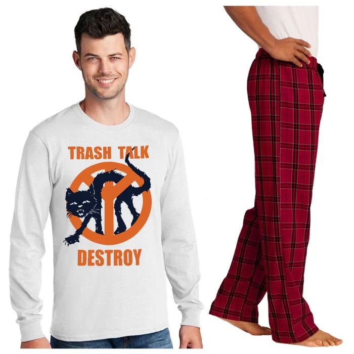 Trash Talk Destroy Black Cat Long Sleeve Pajama Set