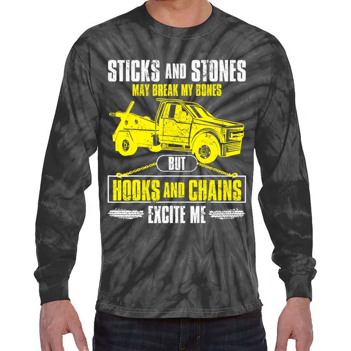 Tow Truck Driver Breakdown Lorry Thin Yellow Line Trucker Tie-Dye Long Sleeve Shirt