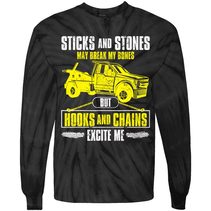 Tow Truck Driver Breakdown Lorry Thin Yellow Line Trucker Tie-Dye Long Sleeve Shirt