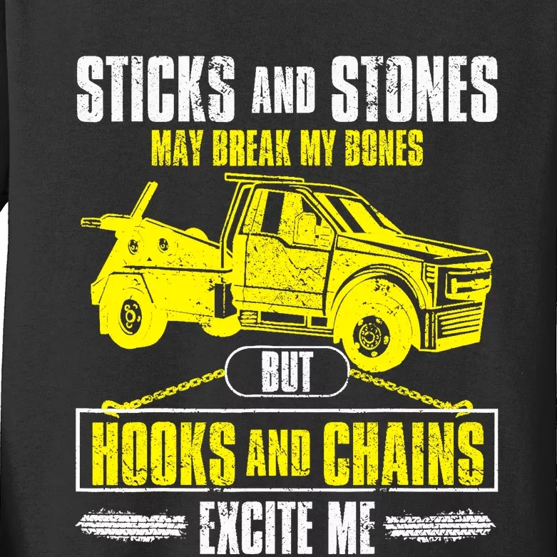 Tow Truck Driver Breakdown Lorry Thin Yellow Line Trucker Kids Long Sleeve Shirt