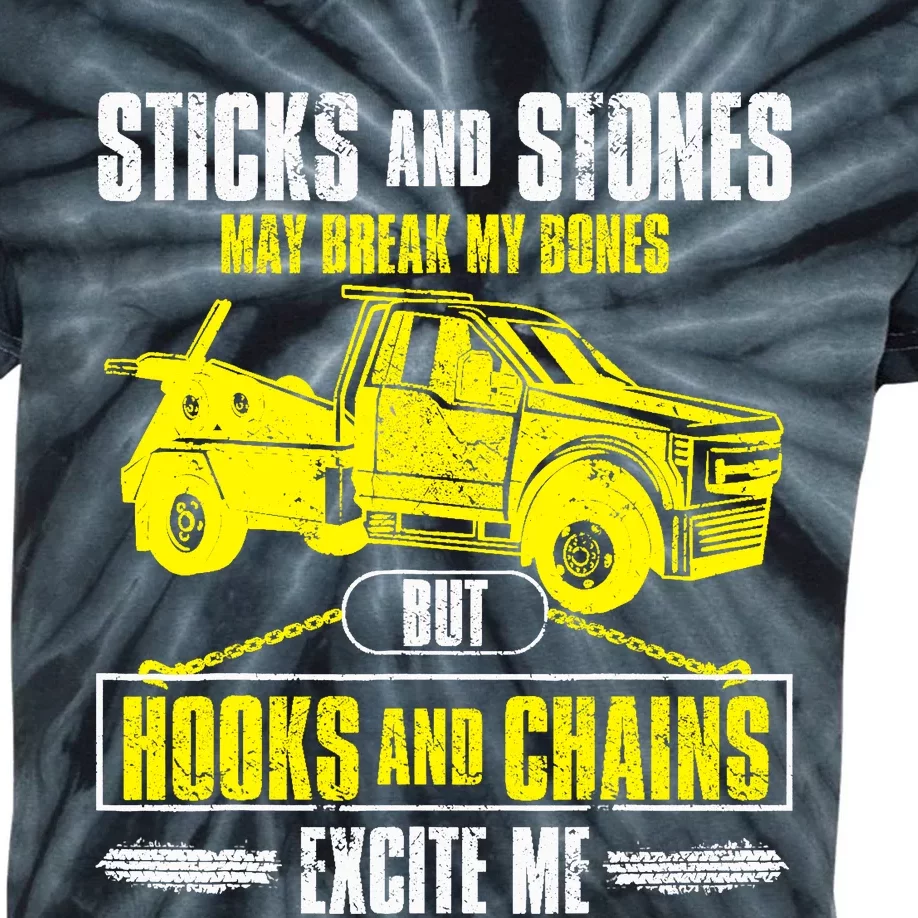 Tow Truck Driver Breakdown Lorry Thin Yellow Line Trucker Kids Tie-Dye T-Shirt