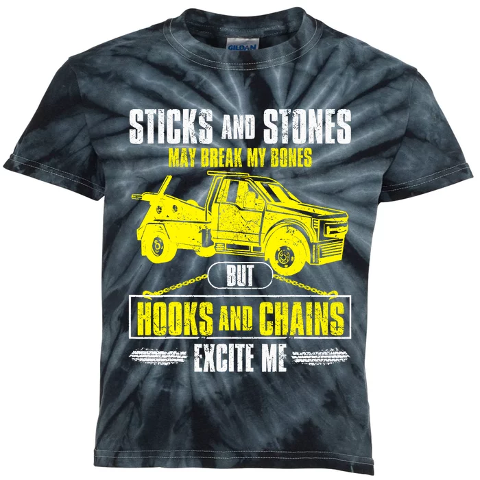 Tow Truck Driver Breakdown Lorry Thin Yellow Line Trucker Kids Tie-Dye T-Shirt