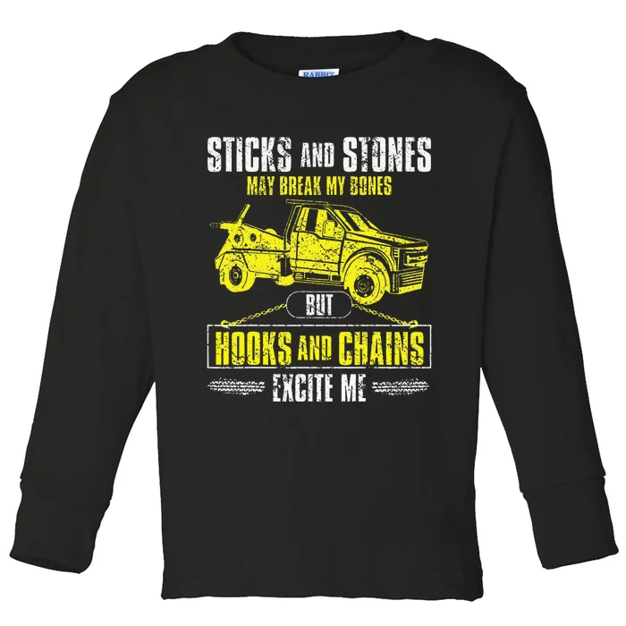 Tow Truck Driver Breakdown Lorry Thin Yellow Line Trucker Toddler Long Sleeve Shirt