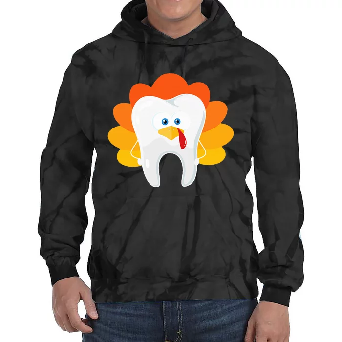 Thanksgiving Tooth Dental Hygiene Dentist Tie Dye Hoodie