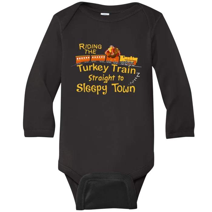 Thanksgiving Turkey Day Train Sleepy Town Baby Long Sleeve Bodysuit