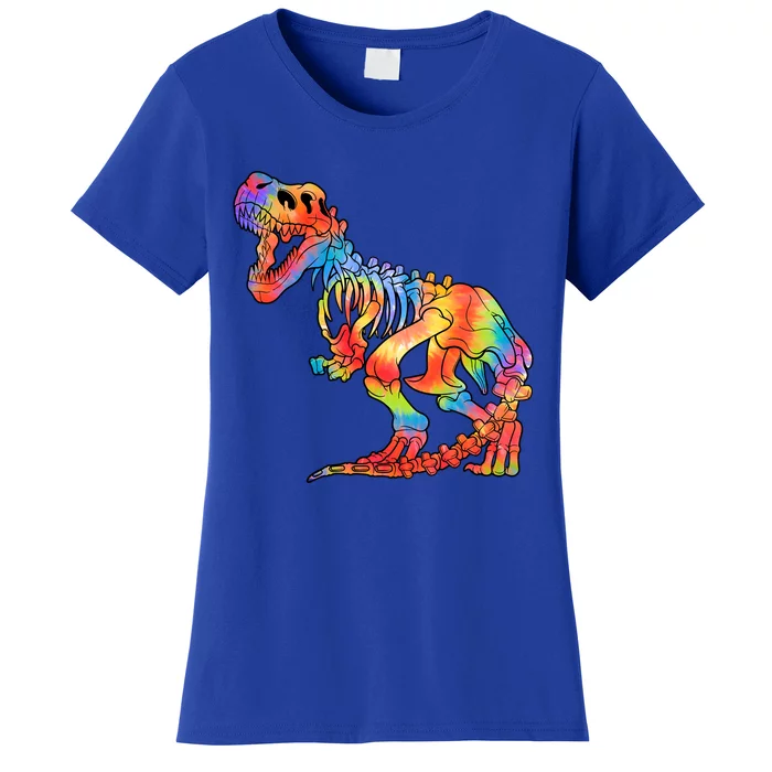 TRex Tie Dye Skeleton Dinosaurs Bones Paleontologist Fossil Gift Women's T-Shirt