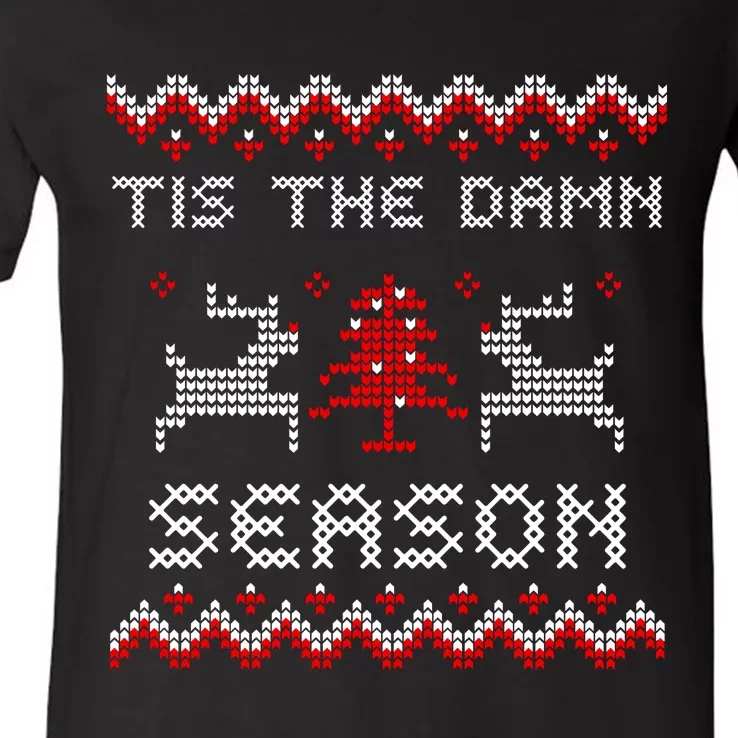 Tis The Damn Season Ugly Sweater Evermore Christmas Taylor Lover Xmas V-Neck T-Shirt