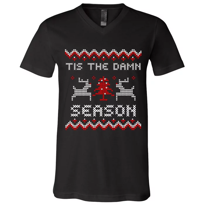 Tis The Damn Season Ugly Sweater Evermore Christmas Taylor Lover Xmas V-Neck T-Shirt