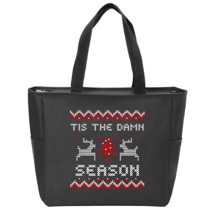 Tis The Damn Season Ugly Sweater Evermore Christmas Taylor Lover Xmas Zip Tote Bag